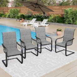 PHI VILLA C-Spring Textilene Patio Dining Chairs -Phi Villa 240923 2 E02GF118 1