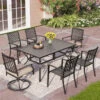 PHI VILLA 7-Piece Patio Dining Set 6 Steel Fixed/Swivel Chairs & Rectangle Table -Phi Villa 241104 S7 437 I4 0000.compose