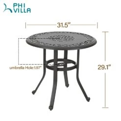 PHI VILLA 32" Cast Aluminum Round Outdoor Bar Table -Phi Villa 245230d944a523c6f340a8c30b502e07