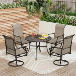 Patio Upgraded Padded High Back Dining Chairs For Porch, Deck, Backyard PHI VILLA -Phi Villa 25 0102 S5 40992 0000