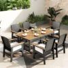 7-Pcs Outdoor Dining Set With HPDE Rattan Chair And Wood-like Table -Phi Villa 25 0506 S7 491 0000