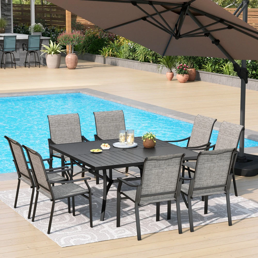 9-Piece Patio Textliene Dining Set For Family Reunion PHI VILLA 3 9-Piece Patio Textliene Dining Set For Family Reunion PHI VILLA