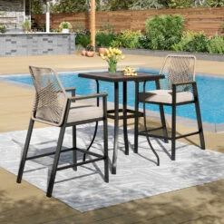 Phi Villa Mirage Rope-art High Bar Stools-3-Pcs.