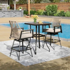 Phi Villa Mirage Rope-art High Bar Stools-3-Pcs. -Phi Villa 250314 18 SB3 10016 0058.compose