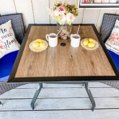 Phi Villa 5-Piece Patio Dining Set Wood-Look Table And 4 Rattan Chairs With Cushions -Phi Villa 2 00ce9135 d08d 45cd ba7c c0ae178de7c2