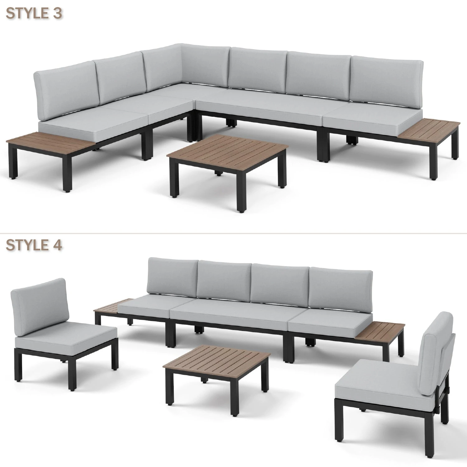 Phi Villa 6 Seater Outdoor Couch Modern Sectional Sofa With Cushions 8 Phi Villa 6 Seater Outdoor Couch Modern Sectional Sofa With Cushions - Image 6