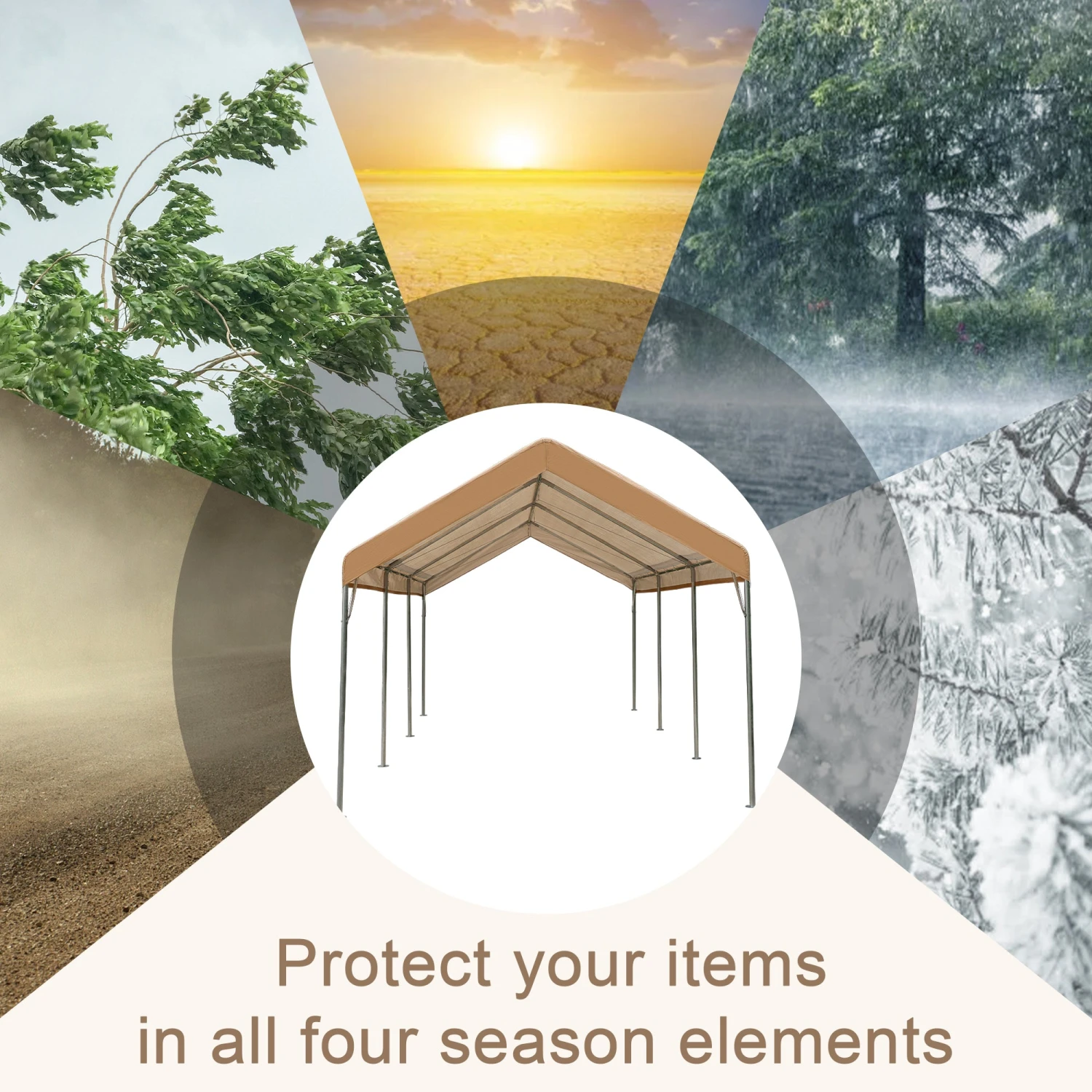 PHI VILLA 10x20 Ft Heavy Duty Carport Car Canopy Instant Garage Party Tent 8 PHI VILLA 10x20 Ft Heavy Duty Carport Car Canopy Instant Garage Party Tent - Image 6