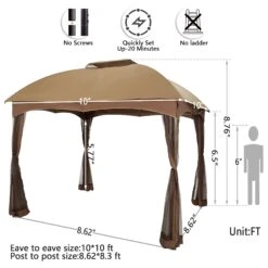 PHI VILLA Patio Double Vent Gazebo Outdoor Canopy With Privacy Netting -Phi Villa 2 3c385269 f434 450e ad43 039b7ce1d23b