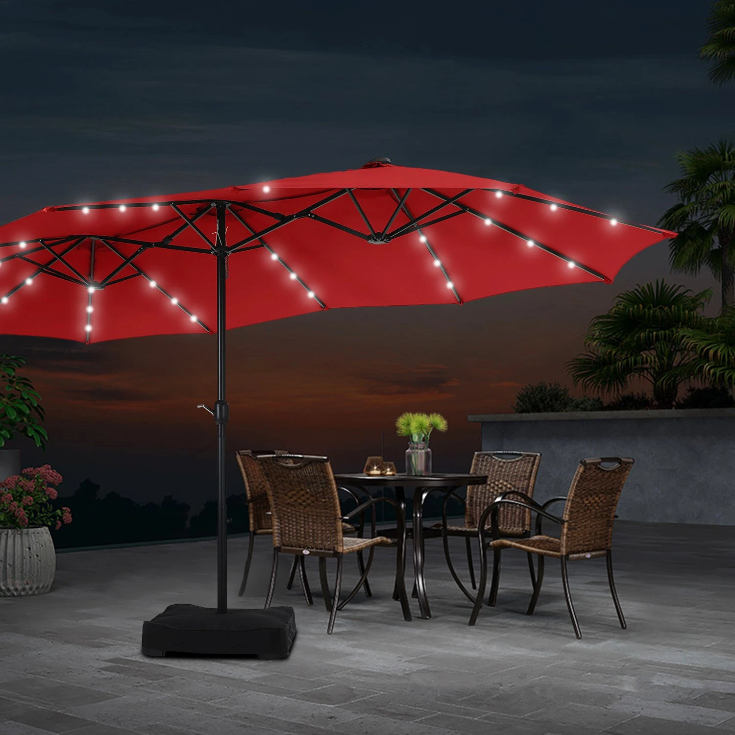 PHI VILLA 15ft 11-Color Double-Sided Patio Extra Large Umbrella With LED Lights 9 PHI VILLA 15ft 11-Color Double-Sided Patio Extra Large Umbrella With LED Lights - Image 7