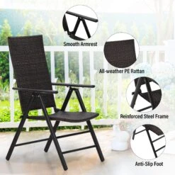 Phi Villa Folding Rattan Dining Chair Aluminum & Steel Frame Set Of 2 -Phi Villa 2 ac832609 35d5 4095 bb10 f4d17a60fa96
