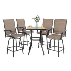 3/5-Piece Patio Bistro Set Of Textilene Swivel Bar Stools PHI VILLA -Phi Villa 2 b07141e3 4427 43d6 aaae 02a796de9de2