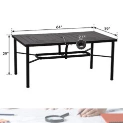 PHI VILLA 7-Piece Outdoor Patio Dining Set 6 Stackable Chairs And Rectangle Table -Phi Villa 2 bdce4901 4631 42b0 a7ca 255a0df7b0d0