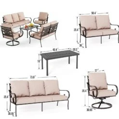 Phi Villa 7-Seater Outdoor Elegant Sofa Set With Love Seat & Metal Coffee Table -Phi Villa 2 c058648f a2fe 4957 9b5a fed46ad203a4