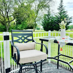 PHI VILLA Outdoor Bar Stools Set With Steel Swivel Cushioned Bar Stools And High Table With Geometric Patterns -Phi Villa 2 fe429276 9bc0 4a41 8ba2 2b8de07f35aa