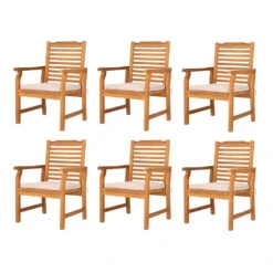 PHI VILLA Acacia Wood Patio Dining Chairs With Cushions -Phi Villa 3 PV 210