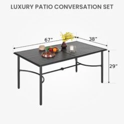 PHI VILLA Patio Rectangle Steel Slatted Dining Table -Phi Villa 3 28b7841c 89e3 4f97 9d8d 2ae81c26c65d
