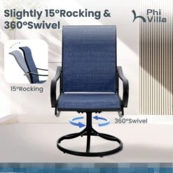 Patio Swivel Dining Chair With Black Frame For Porch,Deck,Backyard, PHI VILLA -Phi Villa 3 420c4ccc 8765 447b 8a79 e881013f23fb