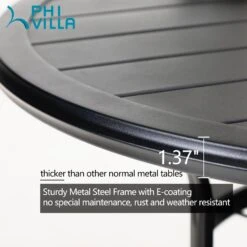 PHI VILLA 5-Piece Patio Dining Set With Round Steel Table & 4 Swivel Padded Textilene Chairs -Phi Villa 3 53904649 6575 40ec ac1e f7d3da333325