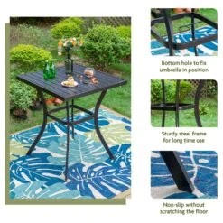 Phi Villa 31" Patio Square Bar Table With Umbrella Hole -Phi Villa 3 8b7bfdb5 5b45 402e bdfb bf8666f35957