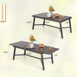 PHI VILLA Metal Extendable Patio Steel Dining Table -Phi Villa 3 dd6b4605 b49a 439f 8885 796d94723313