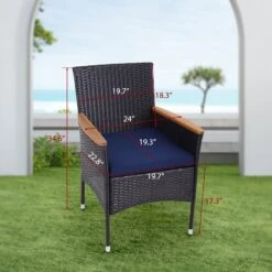 PHI VILLA Rattan Steel Cushioned Outdoor Dining Chairs, Set Of 2 -Phi Villa 3 e5f6c060 4349 478d b3eb 2eba48b1b9b4