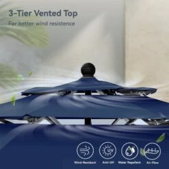 PHI VILLA 10ft 3 Tier Auto-tilt Patio Umbrella Outdoor Double Vented Umbrella -Phi Villa 3tierpatioumbrella e3d1f057 cdaa 4625 9f2e 93dc82612f99