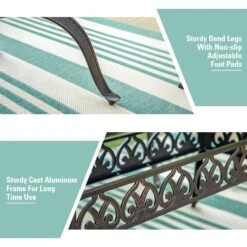 PHI VILLA 59" Patio Dining Table Cast Aluminum Golden Bronze With 1.97" Umbrella Hole 11 PHI VILLA 59" Patio Dining Table Cast Aluminum Golden Bronze With 1.97" Umbrella Hole -Phi Villa 4 1