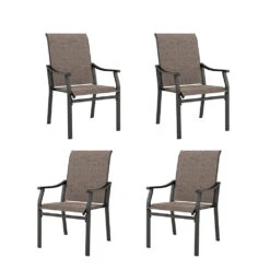 Patio 2-Piece Textliene Fixed Chair For Dining Garden PHI VILLA -Phi Villa 4 Piece Textliene Fixed Chair for Dining Garden