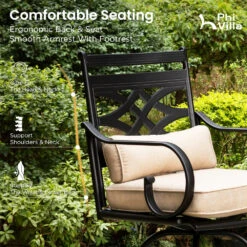 PHI VILLA Outdoor Bar Stools Set With Steel Swivel Cushioned Bar Stools And High Table With Geometric Patterns -Phi Villa 407 PV 2024.6.17 5 fb9107c7 9c3e 4ea0 ac79 a4714eba28b9