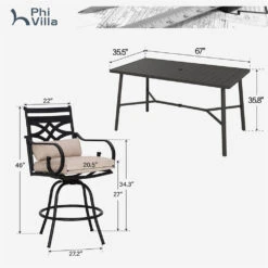 7-Pcs Bar Stool Set Of 26.8" Sophilisticate Swivel Bar Stools For Deck-Phi Villa -Phi Villa 407 PV 2024.6.17 11