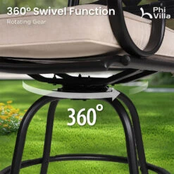 PHI VILLA Outdoor Steel Swivel Cushioned Bar Stools With Pillows -Phi Villa 407 PV 2024.6.17 2