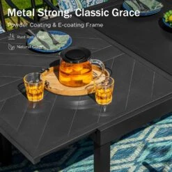 Phi Villa 7-Piece / 9-Piece Patio Dining Set Fixed Stackable Chairs & Extendable Table -Phi Villa 425 5 b059a4b9 7fd2 4244 9e38 e1adf124e714