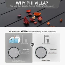 Phi Villa 60" Outdoor Metal Square Patio Dining Table With Umbrella Hole -Phi Villa 452 1