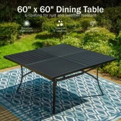 Phi Villa 9-Pcs Patio Dining Set With 60" Square Table And Fashionable Steel Chairs -Phi Villa 452 2 a4658fe4 4bad 4aad b376 c26a53499d2e 1