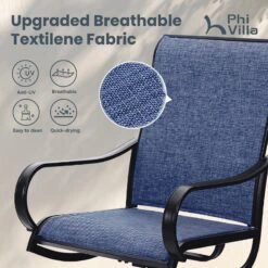 7-Piece Patio Dining Set Patch Wood-grain Table And Textilene Swivel Chairs Phi Villa -Phi Villa 4 3a28283f 2bd0 46ca b81a 464a19497ffd