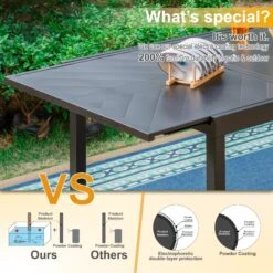 PHI VILLA 7-piece / 9-piece Patio Dining Sets Extendable Steel Table And Stackable Chairs -Phi Villa 4 643c5816 2273 461e 95c4 4b1479b7733c