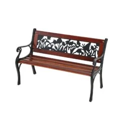 PHI VILLA 33" Outdoor Kids Sized Garden Metal Bench With Wood Seating -Phi Villa 4 97d8812d 65b5 4987 8bc3 80f7203eddb9