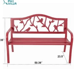 PHI VILLA 50 Inch Patio Garden & Park Bench Steel Frame Porch Chair 13 PHI VILLA 50 Inch Patio Garden & Park Bench Steel Frame Porch Chair -Phi Villa 4 9be5ba27 bf7e 49ee a2a1 2bba9b648a12