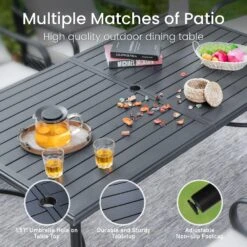 PHI VILLA Patio Rectangle Steel Slatted Dining Table -Phi Villa 4 ad684c40 9406 4211 ae32 31fece7268c6