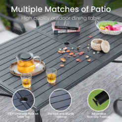 PHI VILLA 7-Piece Patio Dining Set Textilene Swivel Chairs & Steel Rectangle Table -Phi Villa 4 b96c1c41 7071 4f3c 9fcd dfdcc35647f2