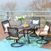5-Piece Outdoor Dining Set 4 Cushioned Swivel Chairs And Larger Square Table PHI VILLA -Phi Villa 5 Piece Outdoor Dining Set 4 Cushioned Swivel Chairs and Larger Square Table