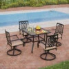 PHI VILLA 5-Piece Outdoor Patio Dining Set With Wood-look Table And 4 Pattern Swivel Chairs -Phi Villa 5 Piece Outdoor Patio Dining Set With Wood look Table and 4 Pattern Swivel Chair 64375c51 7a6e 40fd bea7 e218441cc78f 2