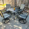 5-Piece Patio Dining Set With Textilene Swivel Chairs For Deck,Garden PHI VILLA -Phi Villa 5 Piece Patio Dining Set 4 Textilene Swivel Chairs Metal Steel Table 7a0f63ef ae7b 4477 83ea f24a2dd04102
