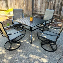 5-Piece Patio Dining Set With Textilene Swivel Chairs For Deck,Garden PHI VILLA