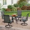 PHI VILLA 5-Piece Patio Dining Set With Round Steel Table & 4 Swivel Padded Textilene Chairs -Phi Villa 5 Piece Patio Dining Set With Round Steel Table and 4 Swivel Textilene Chairs 1 b3d90c82 d836 4950 b6e7 7e7ad32f8494