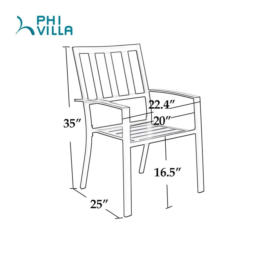 7-Piece Patio Dining Set With Stackable Chairs For Balcony, Porch PHI VILLA 12 7-Piece Patio Dining Set With Stackable Chairs For Balcony, Porch PHI VILLA - Image 10