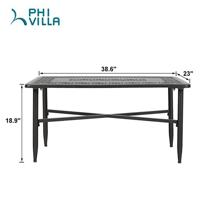PHI VILLA Cast Aluminum Outdoor Patio Retro Tea Table 9 PHI VILLA Cast Aluminum Outdoor Patio Retro Tea Table - Image 7