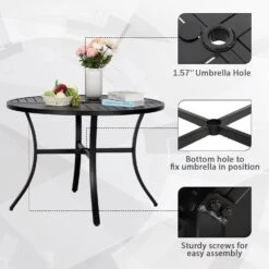Phi Villa 5-Pcs Patio Dining Set 4 Textilene Fixed Chairs & Table -Phi Villa 5 0c729ada 7020 4a84 8edf 2b7c9195ed6f