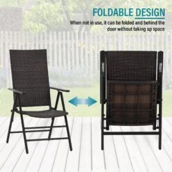 Phi Villa Folding Rattan Dining Chair Aluminum & Steel Frame Set Of 2 -Phi Villa 5 a639701a 1652 419e ad21 ec3cfa4c57f4