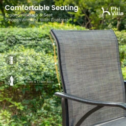 Phi Villa 3-Pcs Patio High Bar Set-Gray Textilene Swivel Stools & Sea Stone Tabletop Design -Phi Villa 5 b4a71287 21c2 4505 89ed 9ed94466cd9d